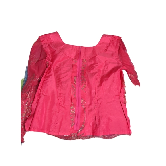 Designed Handmade Pink Embellish Flower Pattern Gold Sparkle Trimmed  Size S - Picture 14 of 16